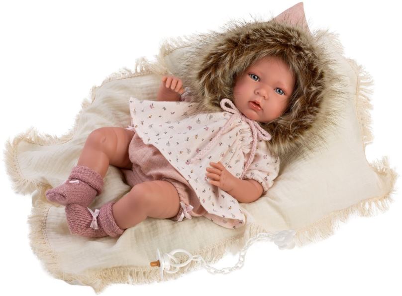 Panenka Llorens 74022 New Born - realistická panenka miminko se zvuky a měkkým látkovým tělem - 42 cm