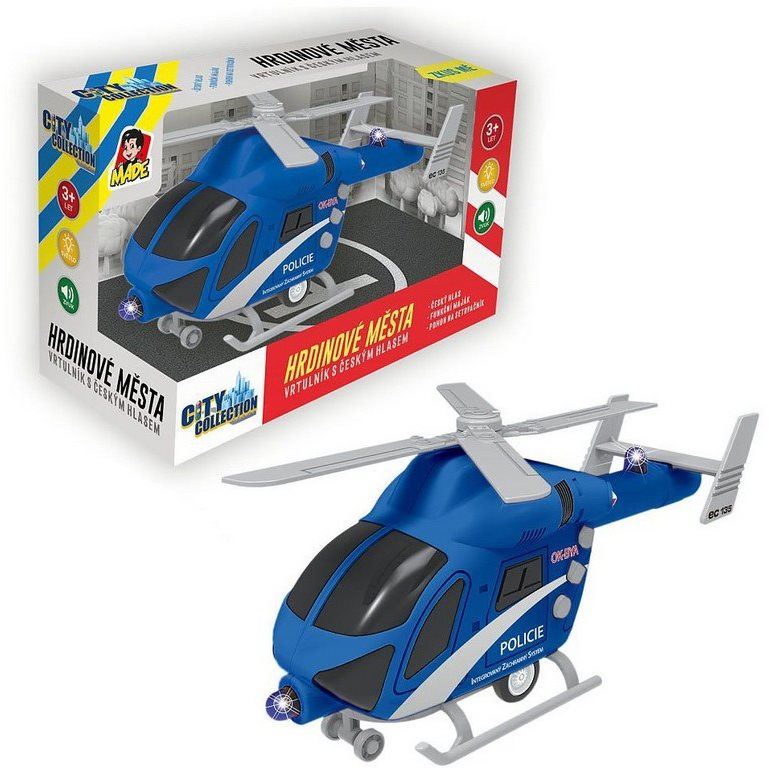 Vrtulník Vrtulník policejní na setrvačník, na baterie se světlem a zvukem