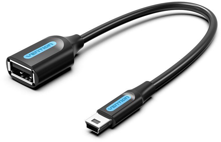 Redukce Vention Mini USB (M) to USB (F) OTG Cable 0.15m Black PVC Type