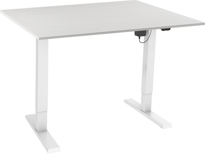 Výškově nastavitelný stůl AlzaErgo Table ET2.1 bílý + deska TTE-12 120x80cm bílý dub
