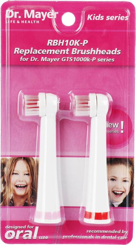 Náhradní hlavice k zubnímu kartáčku Dr. Mayer RBH10K-P náhradní hlavice pro GTS1000K - 2 ks - růžová