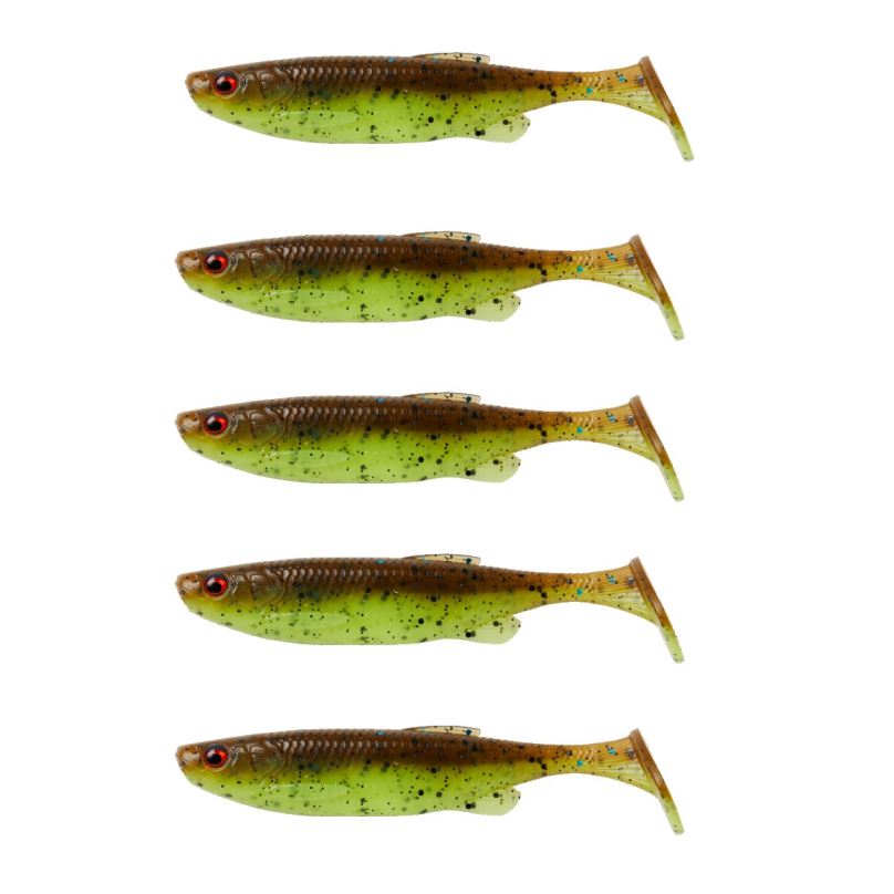 Savage Gear Gumová nástraha Fat Minnow T-Tail 10,5cm 11g Chartreuse Pumpkin 5ks