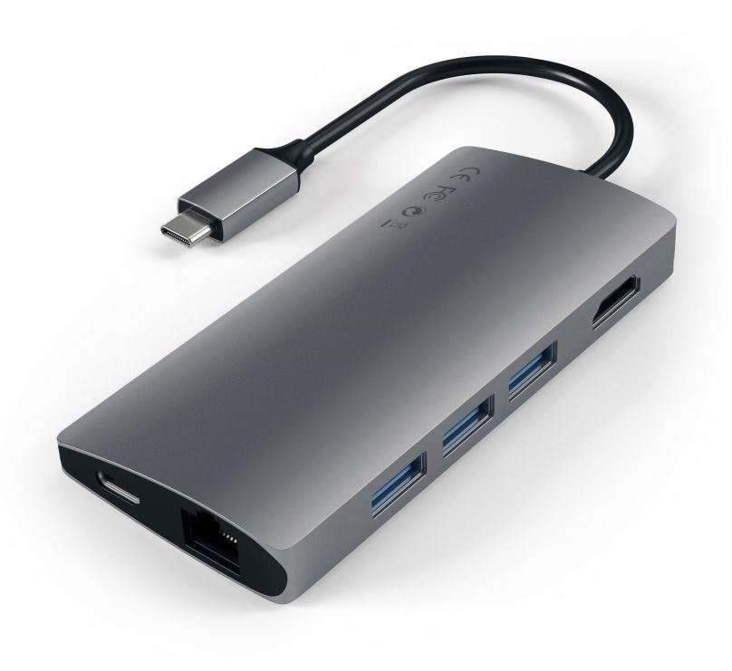 Replikátor portů Satechi Aluminium Type-C Multi-Port Adapter (HDMI 4K,3x USB 3.0,MicroSD,Ethernet V2) - Space Grey