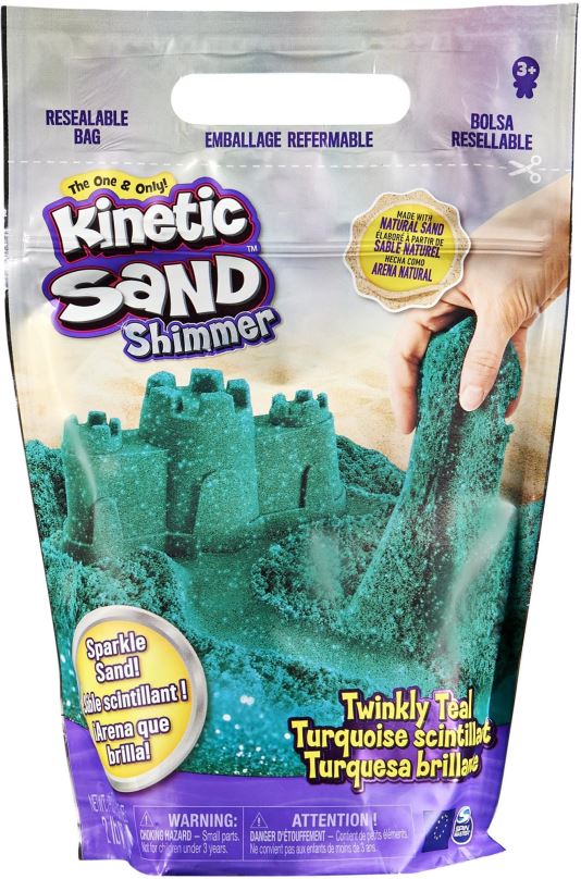 Kinetický písek Kinetic Sand Balení Třpytivého Modrozeleného Písku 0,9 kg