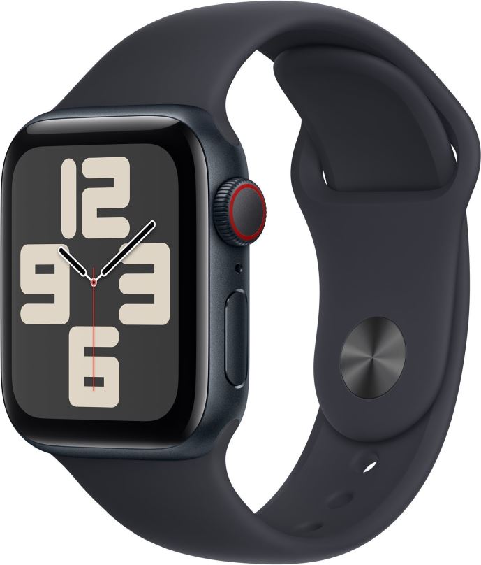 Chytré hodinky Apple Watch SE Cellular 40mm Temně inkoustový hliník s temně inkoustovým sportovním řemínkem - M/L