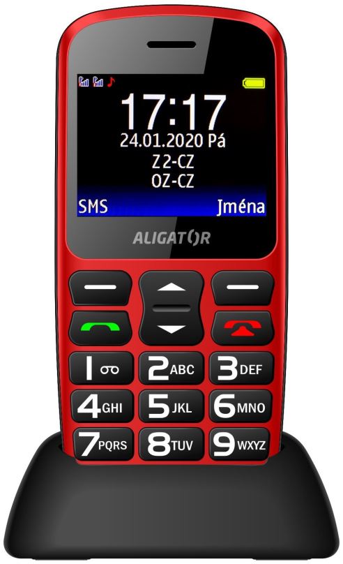 Mobilní telefon Aligator A690 Senior červený