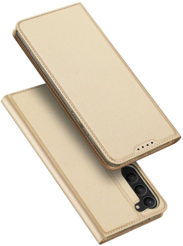 Pouzdro na mobil Skin Pro knížkové kožené pouzdro na Samsung Galaxy S23 Plus, zlaté