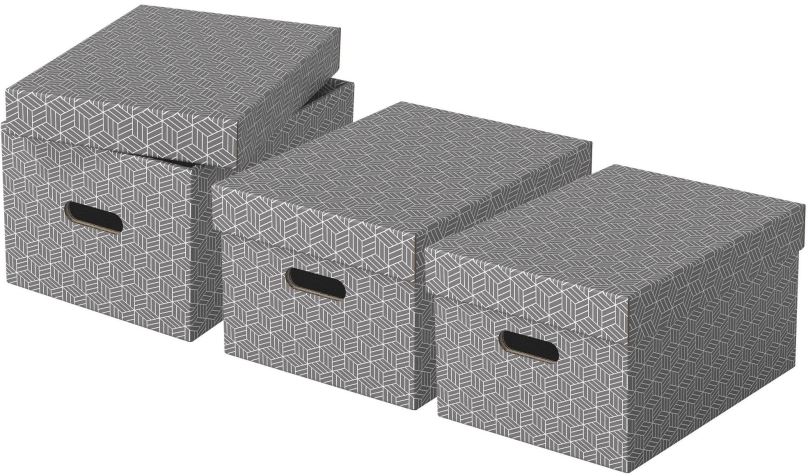 Archivační krabice ESSELTE Home, velikost M, 26.5 x 20.5 x 36.5 cm, šedá - set 3 ks