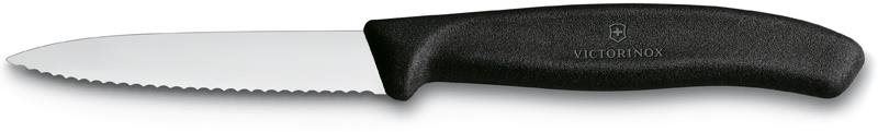 Kuchyňský nůž Victorinox nůž na zeleninu s vlnkovaným ostřím 8cm plast černý