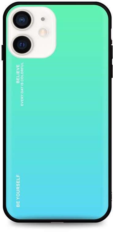 Kryt na mobil TopQ LUXURY iPhone 12 pevný duhový zelený 52600