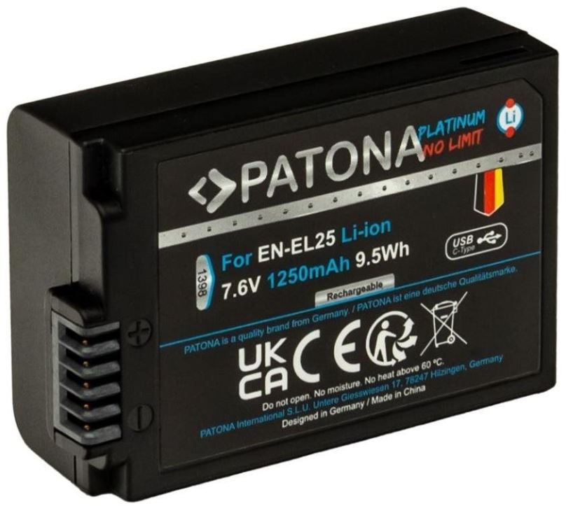 Baterie pro fotoaparát PATONA baterie pro Nikon EN-EL25 1250mAh Li-Ion Platinum USB-C nabíjení