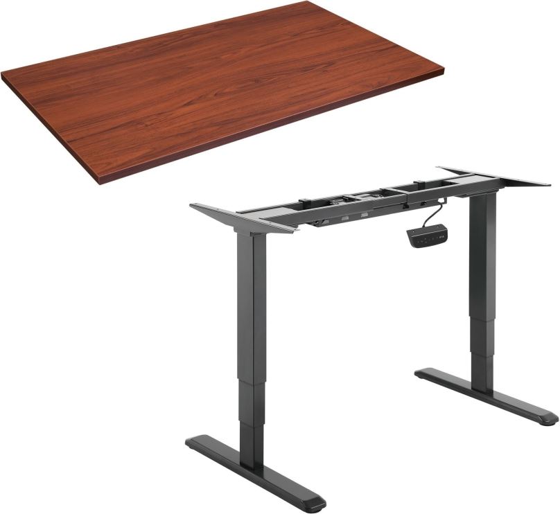 Výškově nastavitelný stůl AlzaErgo Table ET1 NewGen černý + deska TTE-03 160x80cm lamino kaštan