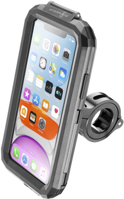 Držák na mobilní telefon Cellularline Interphone pro Apple iPhone 11 úchyt na řídítka černý
