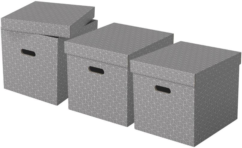 Archivační krabice ESSELTE Home, krychlová, 32 x 31.5 x 36.5 cm, šedá - set 3 ks