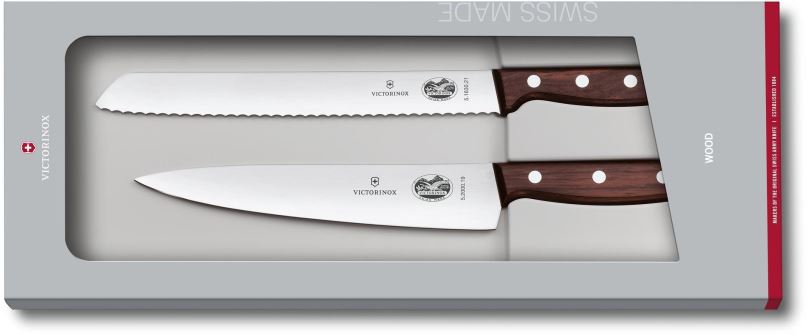 Sada nožů Victorinox sada kuchyňský nůž 19 cm a nůž na chleba 21 cm s dřevěnou rukojetí