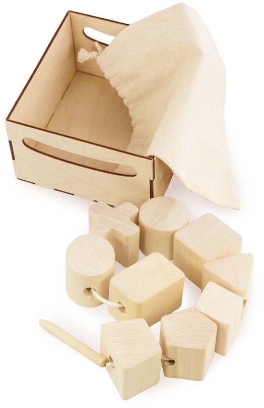 Vzdělávací sada Ulanik Montessori dřevěná hračka Wooden lacing squares  unfinished
