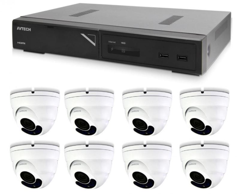 Kamerový systém AVTECH kamerový set 1x NVR AVH1109 a 8x 5MPX IP Dome kamera DGM5406ASE