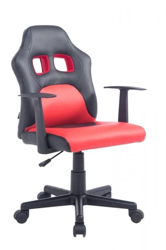 Dětská židle k psacímu stolu BHM GERMANY Fun, syntetická kůže, černá / červená