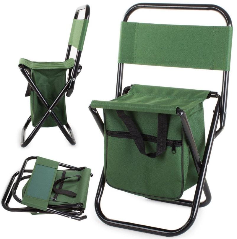 Kempingová židle Verk 01665 Kempingová skládací židle s brašnou 2v1 zelená