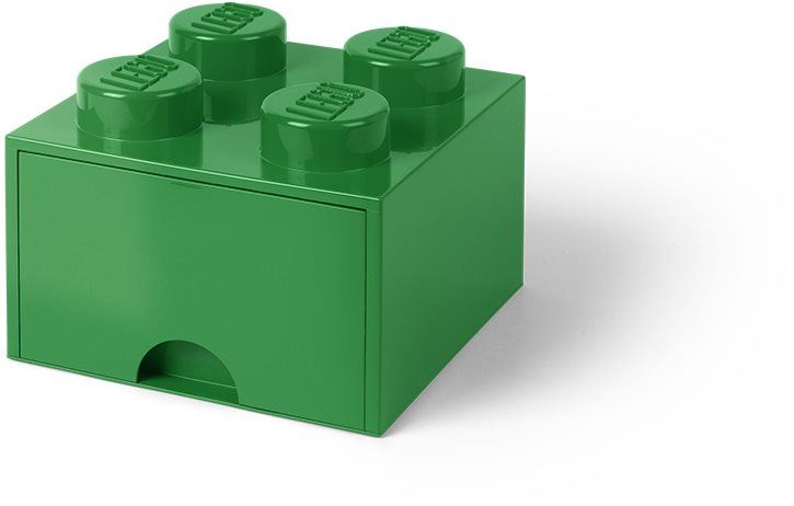 Úložný box LEGO úložný box 4 s šuplíkem - tmavě zelená