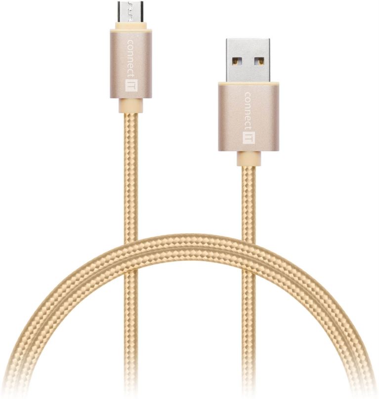 Datový kabel CONNECT IT Wirez Premium Metallic micro USB 1m gold