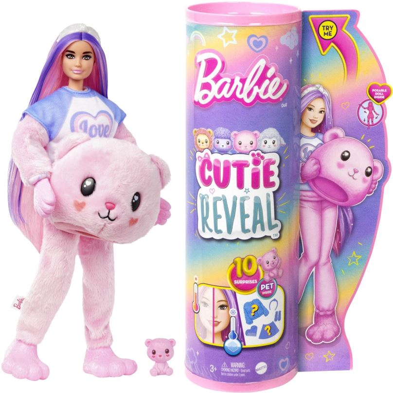 Panenka Barbie Cutie Reveal Barbie pastelová edice - Medvěd