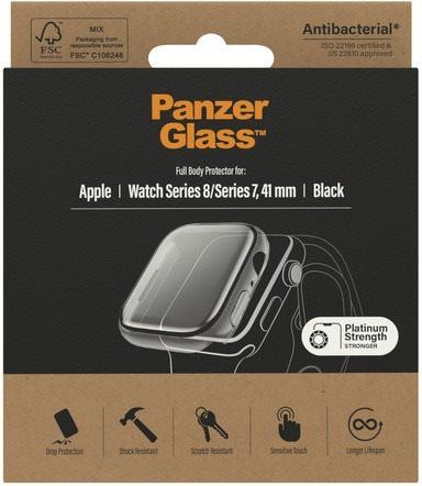 Ochranný kryt na hodinky PanzerGlass Full Protection Apple Watch 7/8 41mm (černý rámeček)