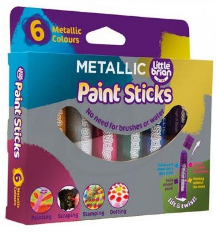 Popisovač LITTLE BRIAN PAINT STICKS metalické barvy, 6-pack