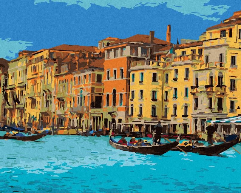 Malování podle čísel Benátky s turisty, 80x100 cm, vypnuté plátno na rám
