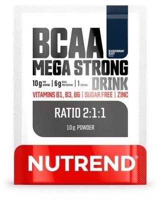 Aminokyseliny Nutrend BCAA Mega Strong Drink (2:1:1), 10 g, černý rybíz