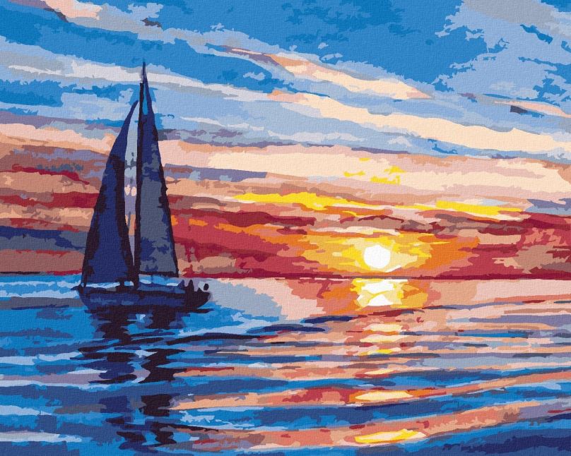Malování podle čísel Západ slunce na moři, 80x100 cm, vypnuté plátno na rám