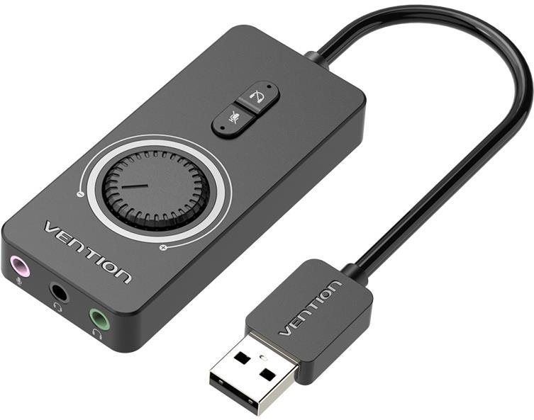Externí zvuková karta Vention USB 2.0 External Stereo Sound Adapter with Volume Control 0.15M Black ABS Type