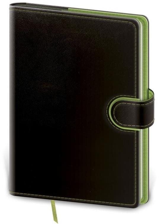 Diář Zápisník Flip M linkovaný černo/zelený