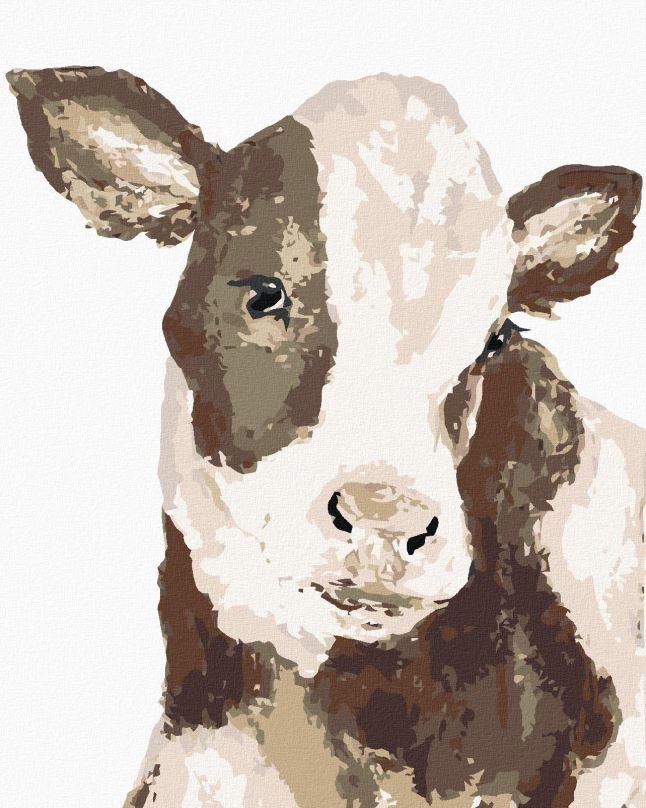 Malování podle čísel Černobílá kráva (Haley Bush), 80x100 cm, bez rámu a bez vypnutí plátna