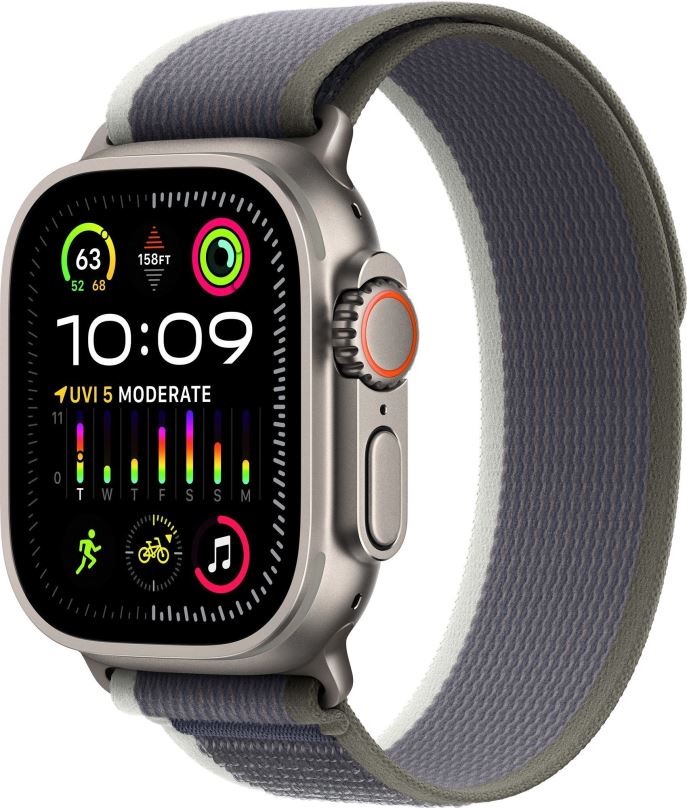 Chytré hodinky Apple Watch Ultra 2 49mm titanové pouzdro se zeleno-šedým trailovým tahem - M/L
