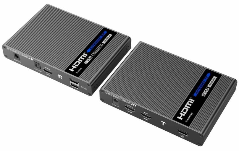 Extender PremiumCord HDMI 2.0 KVM extender Ultra HD 4kx2k@60Hz na 70m s přenosem USB