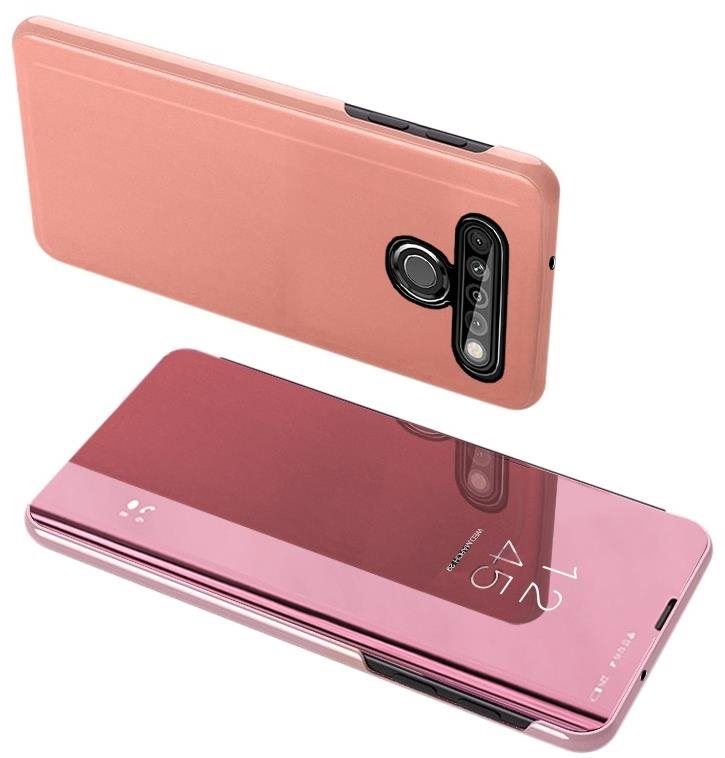 Pouzdro na mobil Clear View knížkové pouzdro na LG K61, růžové