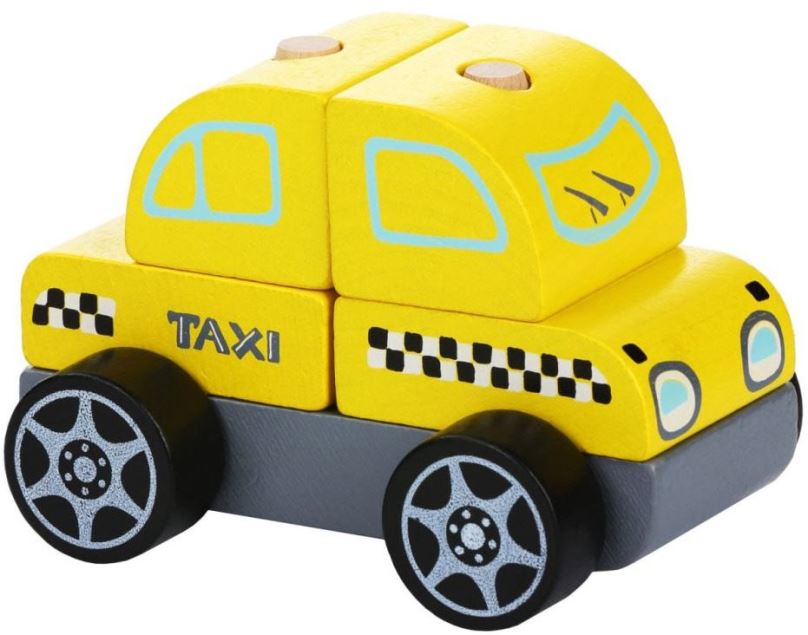 Motorická hračka CUBIKA 13159 Taxi vůz - dřevěná skládačka 5 dílů