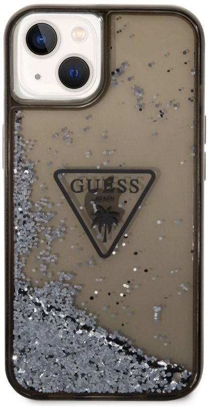 Kryt na mobil Guess PC/TPU Liquid Glitter Triangle Logo Zadní Kryt pro iPhone 14 Black