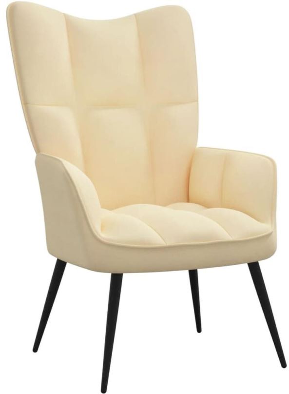 Křeslo Relaxační židle krémově bílá samet, 328082