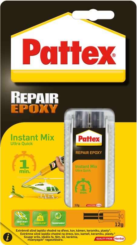 Dvousložkové lepidlo PATTEX Repair Epoxy Ultra Quick, epoxidové lepidlo 1 min 12 g