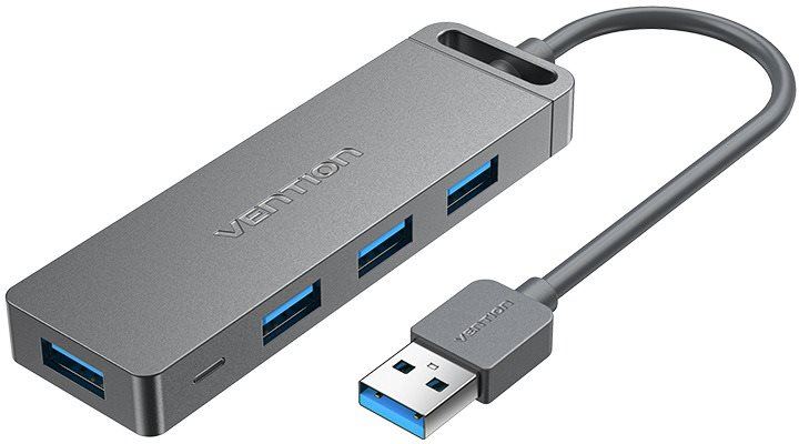 USB Hub Vention 4-Port USB 3.0 Hub with Power Supply 0.15m Gray
