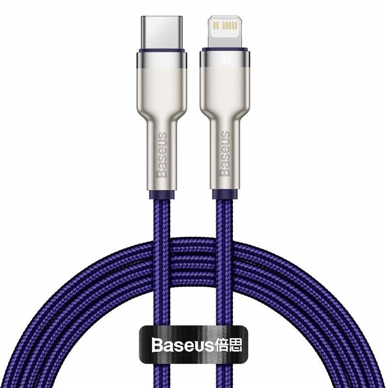 Datový kabel Baseus Cafule Series nabíjecí / datový kabel USB-C na Lightning PD 20W 1m, fialová