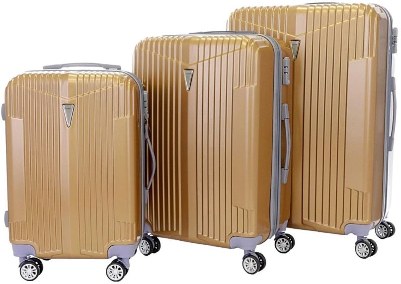 Sada kufrů Sada 3 kufrů T-class TPL-5001, M, L, XL, TSA zámek, rozšiřitelné, (zlatá)