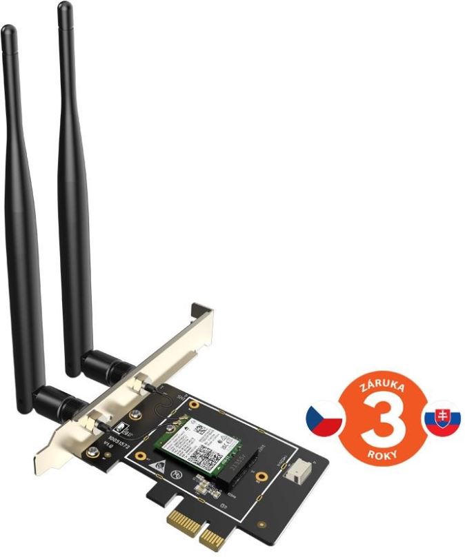 WiFi síťová karta Tenda E33 Wireless AX5400 WiFi 6E USB Adapter, MU-MIMO, WPA3, PCI Express, 2x 5 dBi anténa, Bluetoot