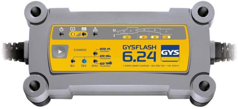 Nabíječka autobaterií GYS Gysflash 6.24, 6/12/24 V, 15-170 Ah, 6/12 V 6 A, 24 V 4 A