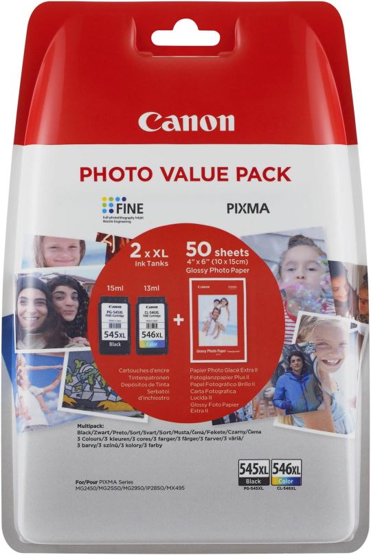 Cartridge Canon PG-545XL + CL-546XL + fotopapír GP-501 Multipack