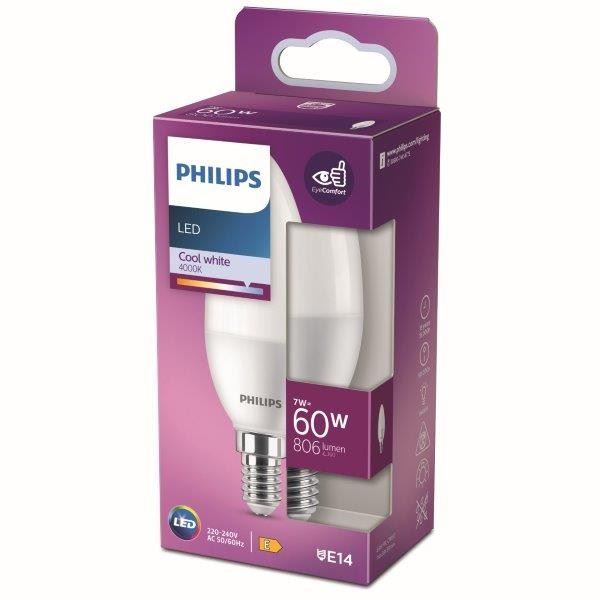 Philips 8719514309685 LED žárovka 1x7-60W | E14 | 806lm | 4000K - bílá
