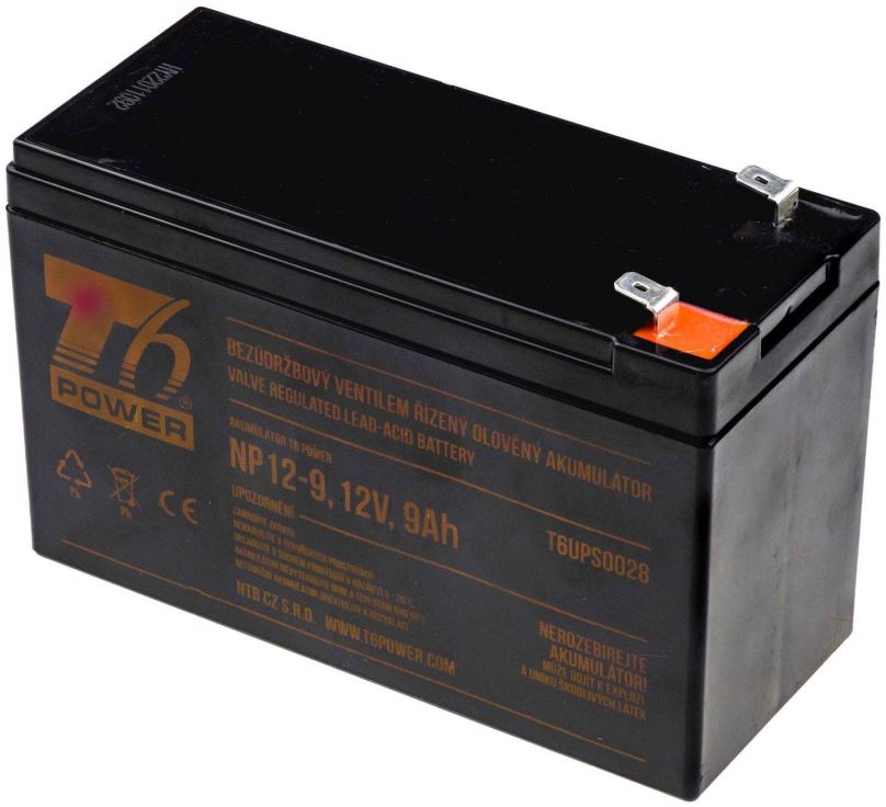 Nabíjecí baterie Akumulátor T6 Power NP12-9, 12V, 9Ah