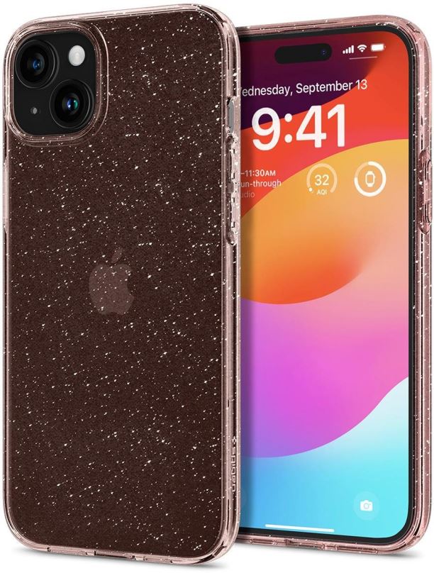 Kryt na mobil Spigen Liquid Crystal Glitter Rose Quartz iPhone 15 Plus